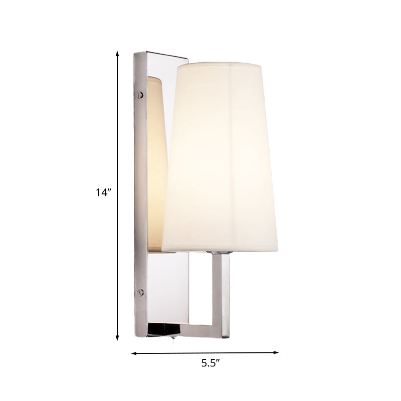 Modern Wall Sconce Light: Stainless Steel Rectangle With Handmade Cone Fabric Shade