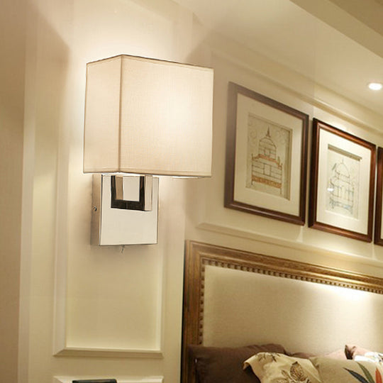 Modernist Square Sconce Light Fixture In White For Bedroom Wall Lighting