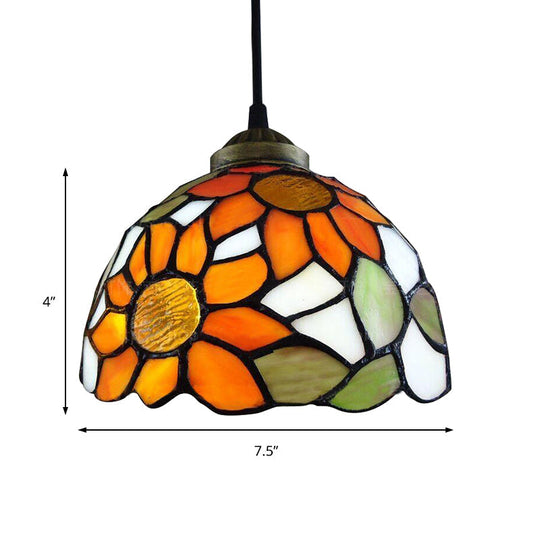 Baroque Style Orange Stained Glass Ceiling Light for Living Room LunaDesignStudios