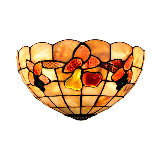 Petal Tiffany Antique Wall Sconce In Beige For Hotel Dining Rooms With Fruits Shell Design