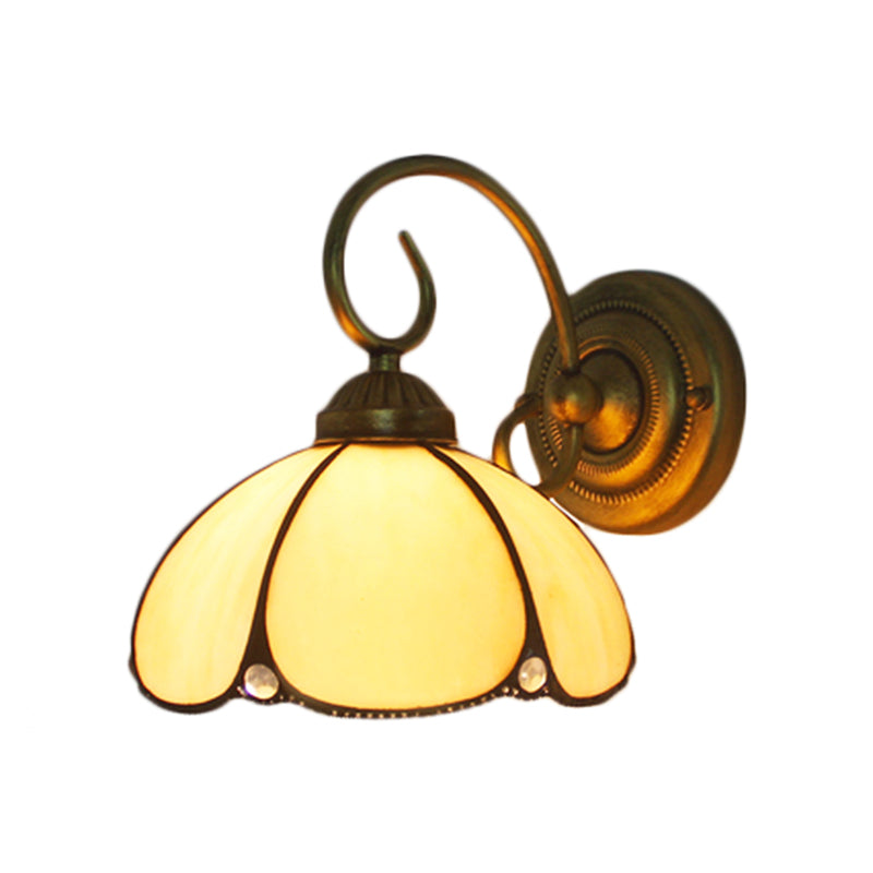 Art Glass Petal Wall Light - Tiffany Style Lamp In Beige For Kitchen