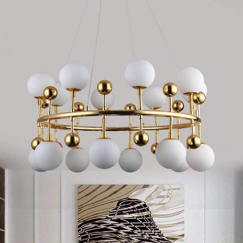 Gold Metallic Sphere Shade Suspension Light: Modern Hotel Villa Chandelier 16 /