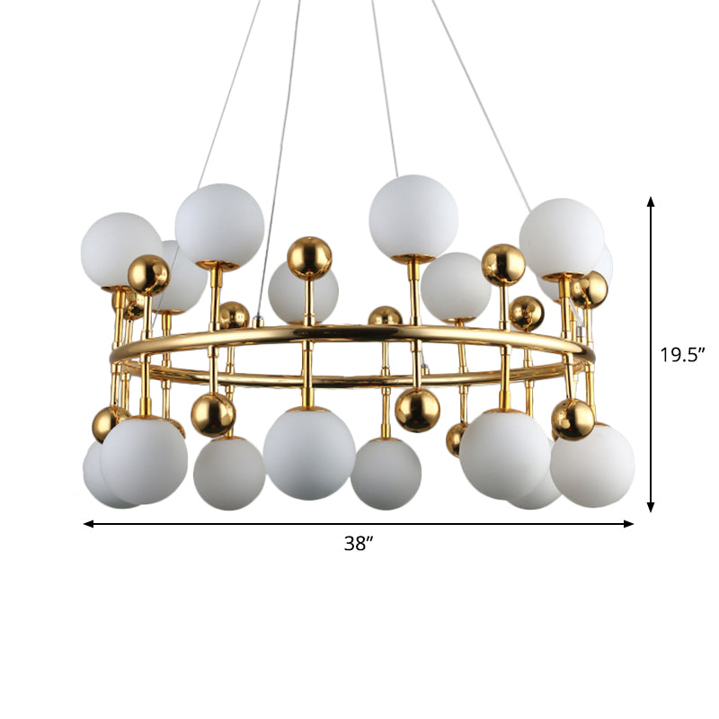 Gold Metallic Sphere Shade Suspension Light: Modern Hotel Villa Chandelier