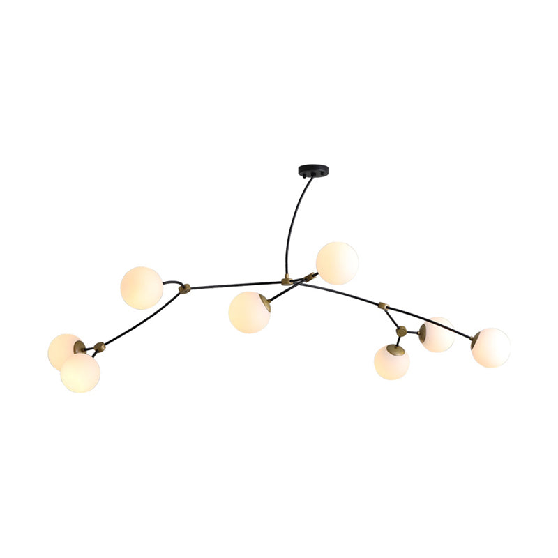 Metal Twig Pendant Light With Clear/Cream Glass Shade - Creative Hanging Lamp For Living Room In