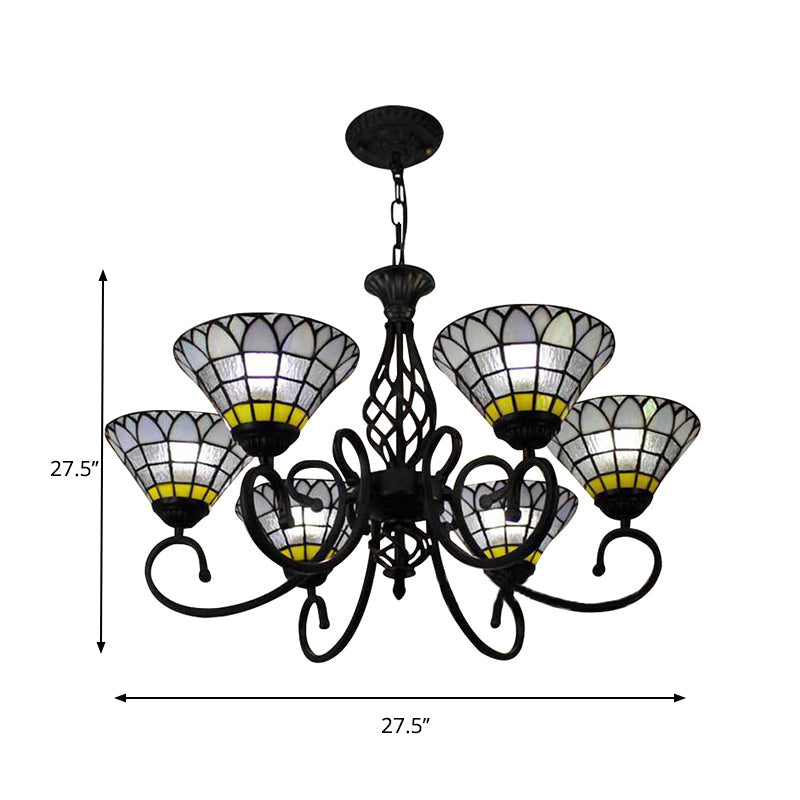 Clear Bell Chandelier with 6 Lights for Retro Loft Living Rooms