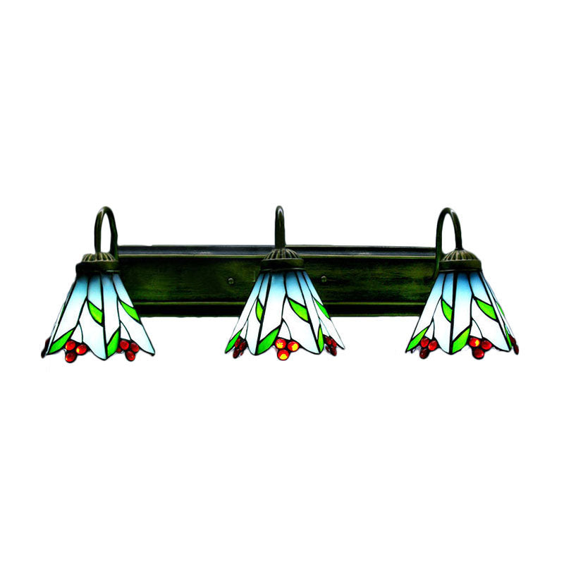 Tiffany Multicolor Stained Glass Wall Sconce Light - Blue Lily Design 3 Heads Living Room Décor