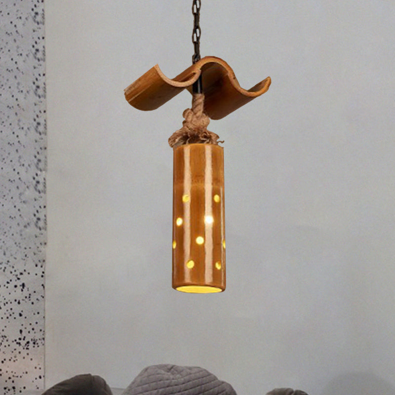 Vintage-Style Iron Cylinder Pendant Light For Bar Bistro Ceiling In Brown 1 / Yellow