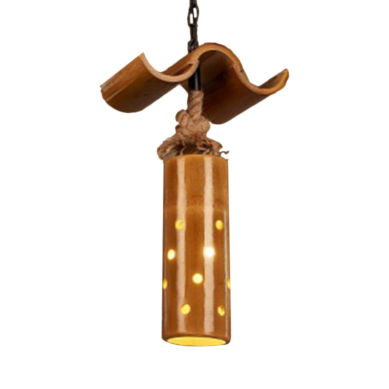 Vintage-Style Iron Cylinder Pendant Light For Bar Bistro Ceiling In Brown