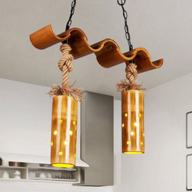 Vintage-Style Iron Cylinder Pendant Light For Bar Bistro Ceiling In Brown 2 / Yellow
