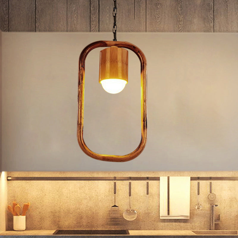 Retro Wood Brass Hanging Pendant Light For Bar Coffee Shop