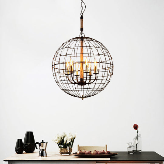 Vintage Golden Iron Hanging Lamp with Globe Shape - 3/4/6 Lights - Stylish Dining Room Ceiling Fixture