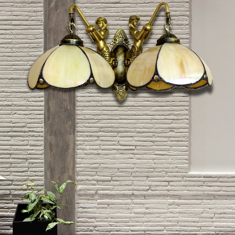 Yellow Glass Sconce Light Fixture With Petal Design - Perfect For Bedroom Lighting