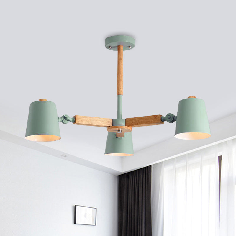 Coolie Shade Office Chandelier - Nordic Style Monochrome Pendant Light 3 / Green