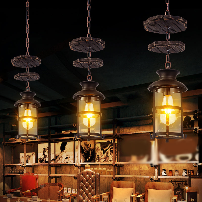 Industrial Clear Glass Single-Light Pendant Ceiling Light For Living Room Or Coffee Shop Black / C