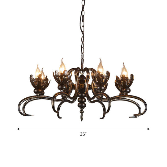 Rustic Antique Candle Chandelier: Stylish Twist Arm Pendant Light For Farmhouse