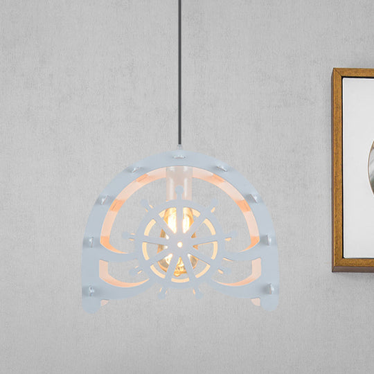 Industrial Cafe Pendant Light With Creative Waterwheel Design - Metallic Finish