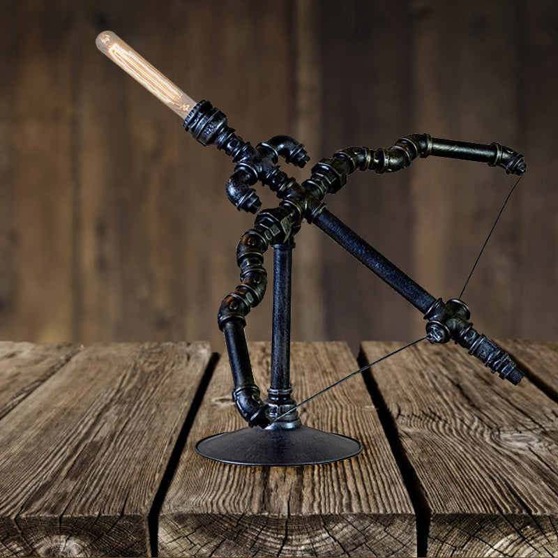 Vintage Style Black Bow And Arrow Metal Table Lamp With Pipe Design - Perfect For Restaurants 1