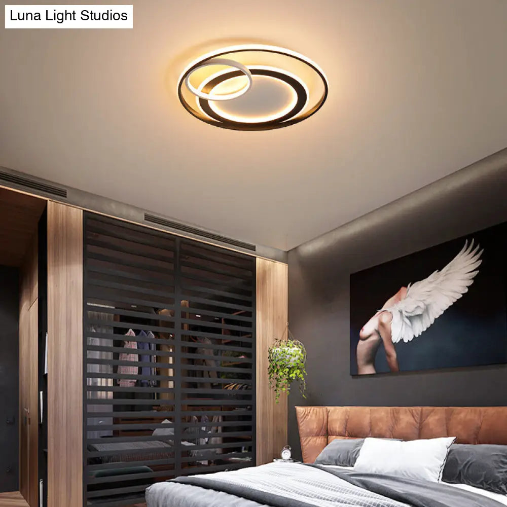 18’/21.5’ Contemporary Acrylic Wide Ring Ceiling Light In Black/Gold - Led Flush Mount Lamp