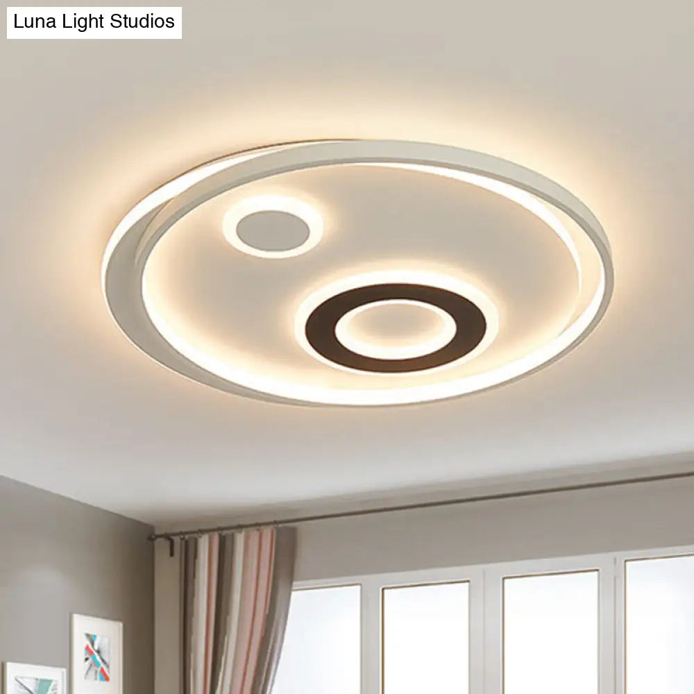 18/21.5 Dia Led Flush Lamp Kit - Modern Metallic White Ceiling Light With Warm/White / 18 Warm