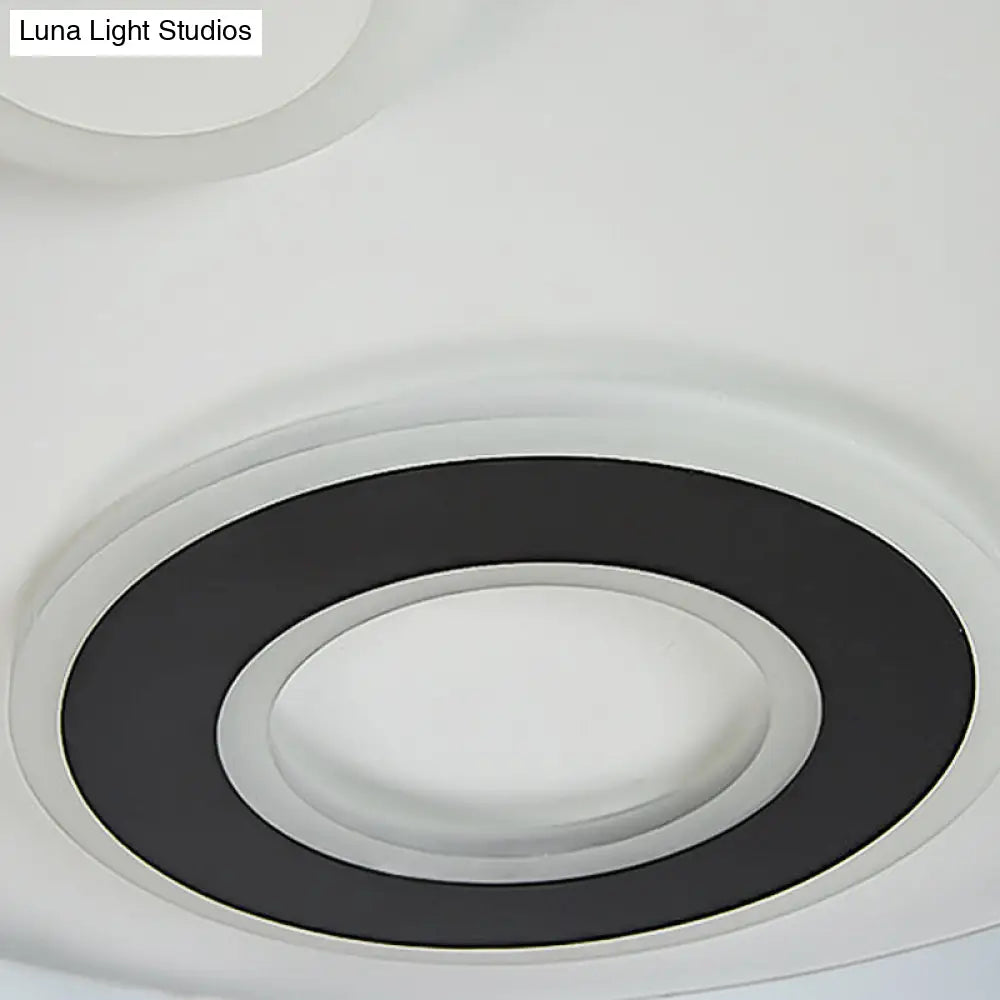 18’/21.5’ Dia Led Flush Lamp Kit - Modern Metallic White Ceiling Light With Warm/White