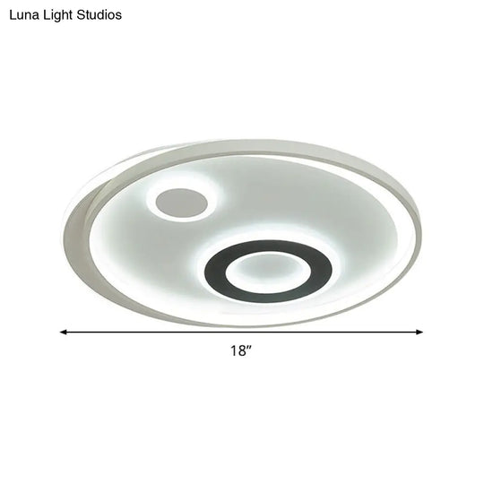 18/21.5 Dia Led Flush Lamp Kit - Modern Metallic White Ceiling Light With Warm/White