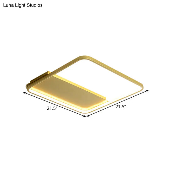 18’/21.5’ Gold Square Led Bedroom Ceiling Lamp - Modern Semi Mount Light With Warm/White