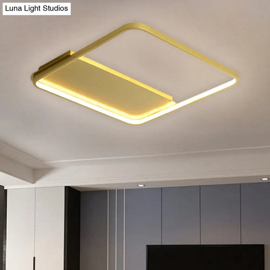 18’/21.5’ Gold Square Led Bedroom Ceiling Lamp - Modern Semi Mount Light With Warm/White