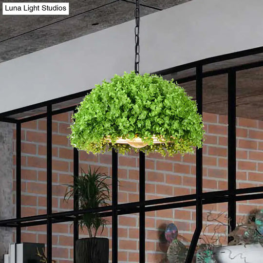 Industrial Plant Hanging Light - Green Metal 18/21.5 Led Ceiling Suspension Lamp / 18