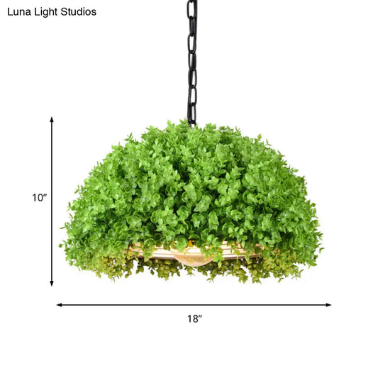 Industrial Plant Hanging Light - Green Metal 18/21.5 Led Ceiling Suspension Lamp