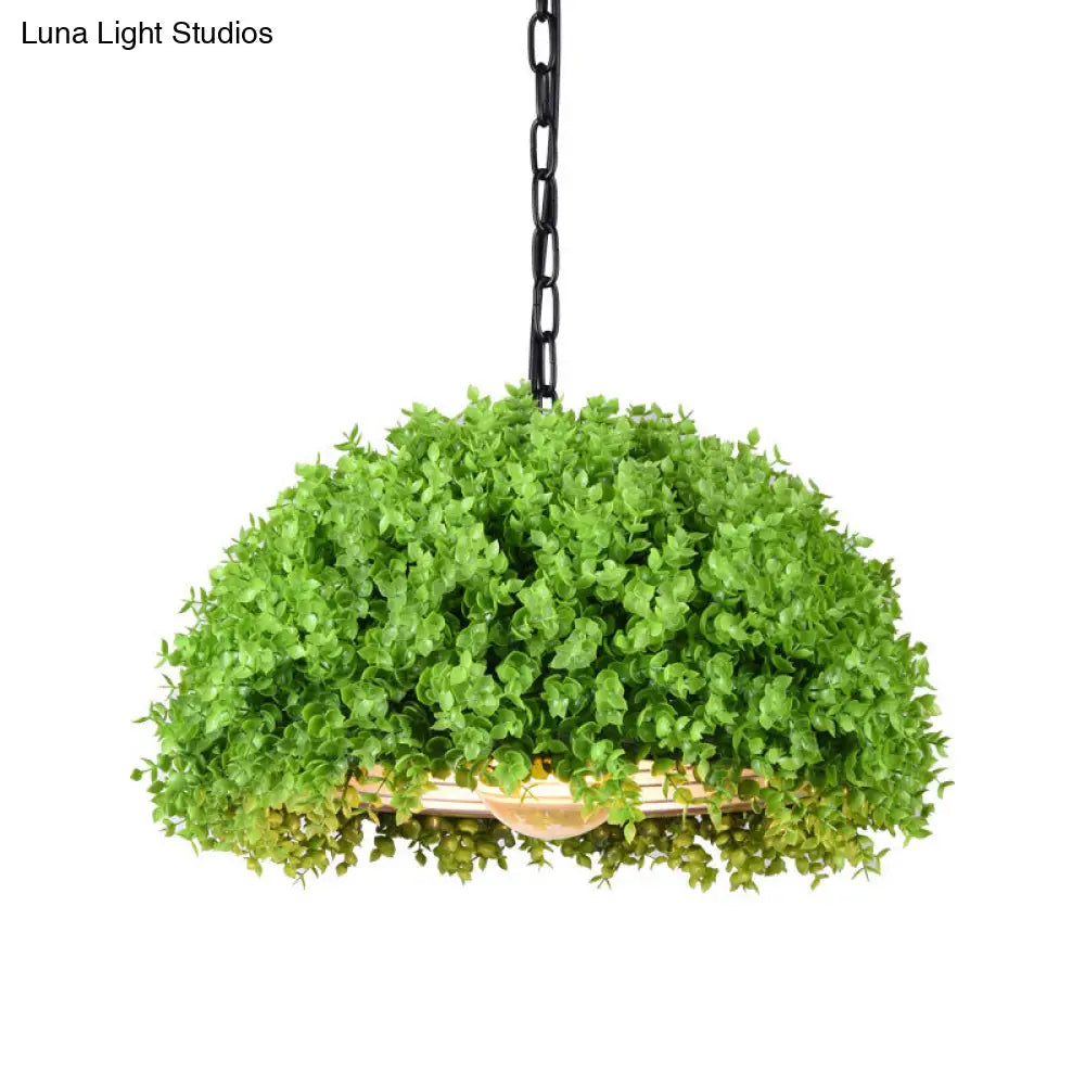 Industrial Plant Hanging Light - Green Metal 18/21.5 Led Ceiling Suspension Lamp