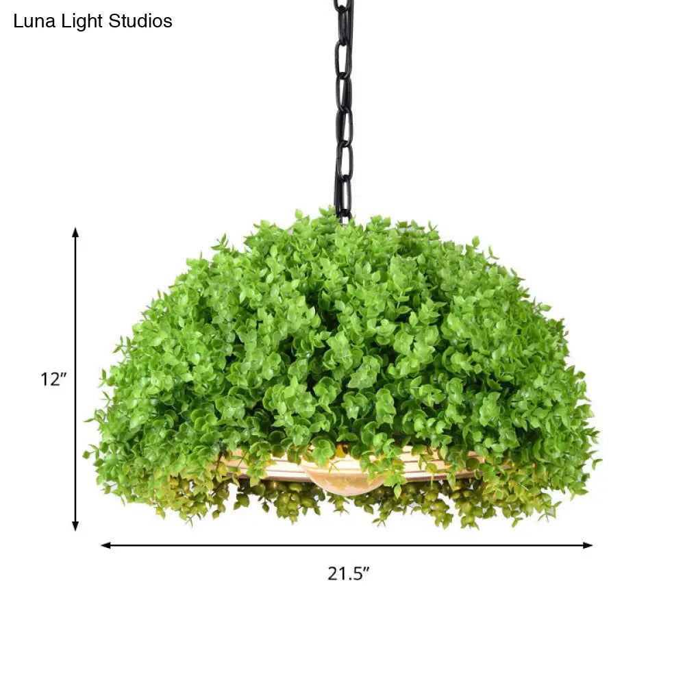 Industrial Plant Hanging Light - Green Metal 18/21.5 Led Ceiling Suspension Lamp