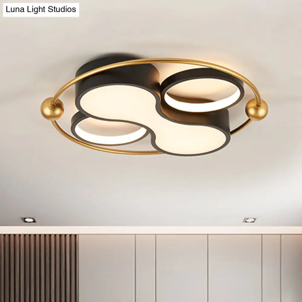 18/21.5 Metallic Geometric Flush Light - Black/Gold Led Ceiling Mounted Black-Gold / 18 Warm