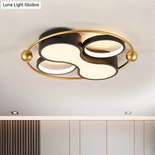 18/21.5 Metallic Geometric Flush Light - Black/Gold Led Ceiling Mounted Black-Gold / 18 Warm