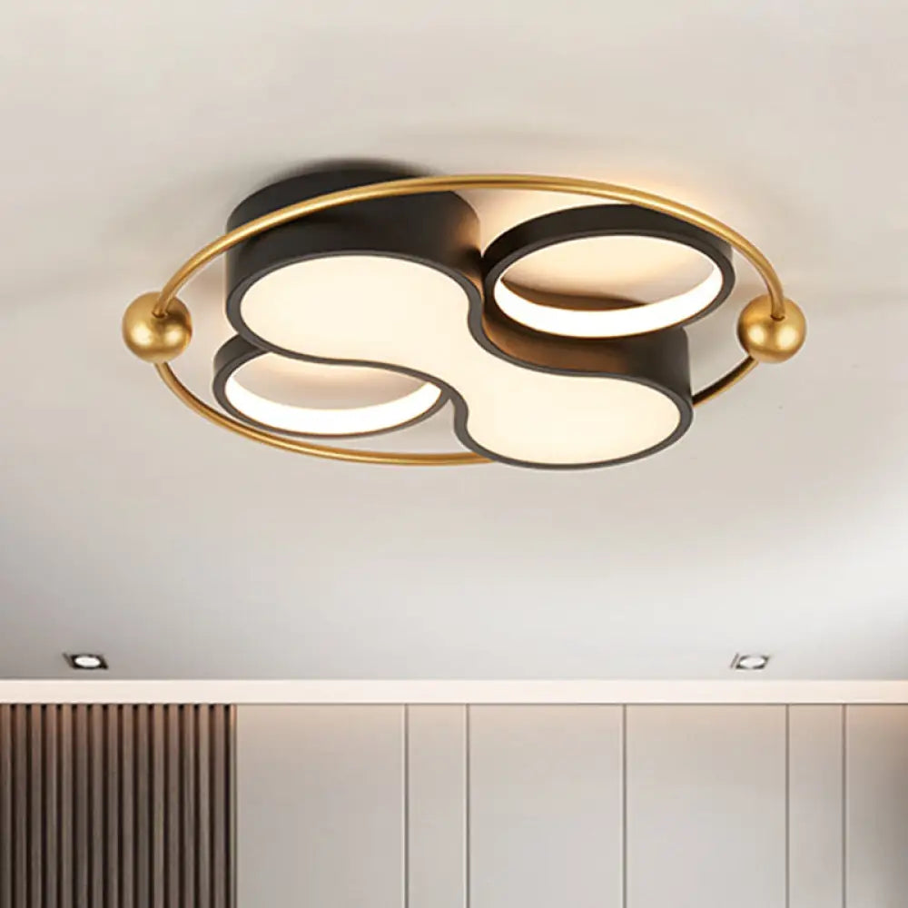 18’/21.5’ Metallic Geometric Flush Light - Black/Gold Led Ceiling Mounted Black - Gold / 18’ Warm