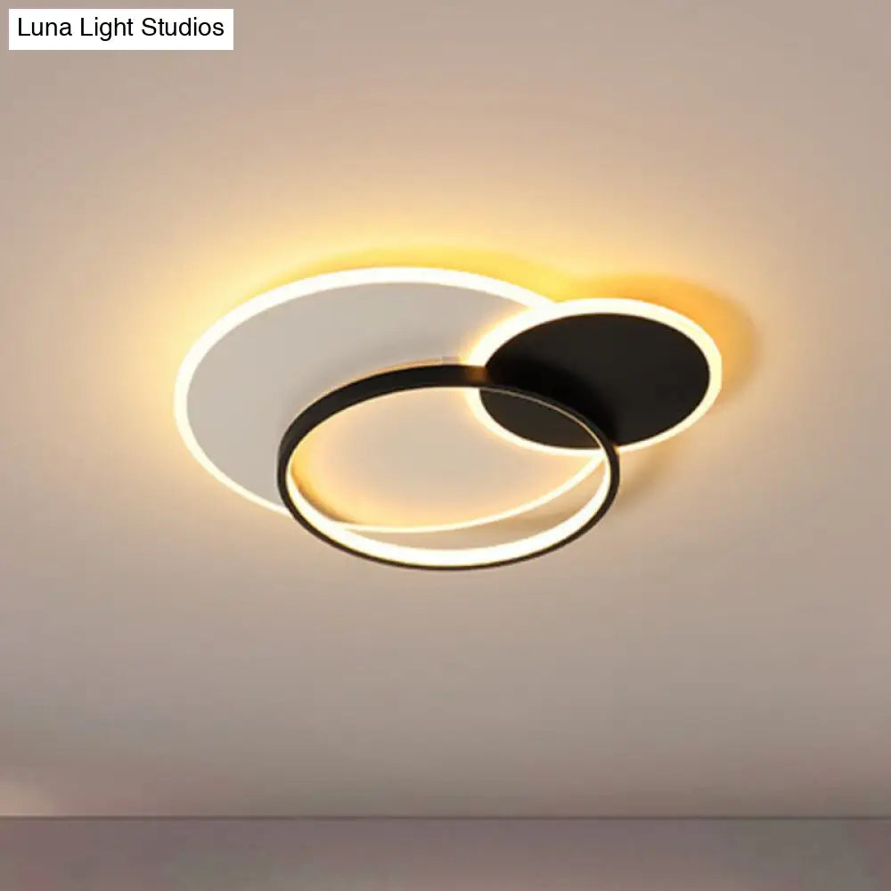18’ 21.5’ Overlapping Acrylic Flush Mount Led Ceiling Light Simple Black White Warm Remote