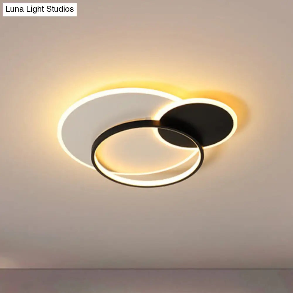 18 21.5 Overlapping Acrylic Flush Mount Led Ceiling Light Simple Black White Warm Remote Control