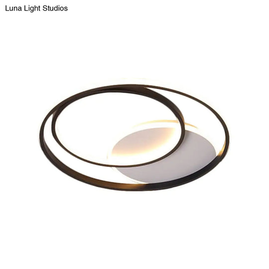 18’/21.5’ Simple Round Led Ceiling Flushmount Fixture In Black Warm/White Light