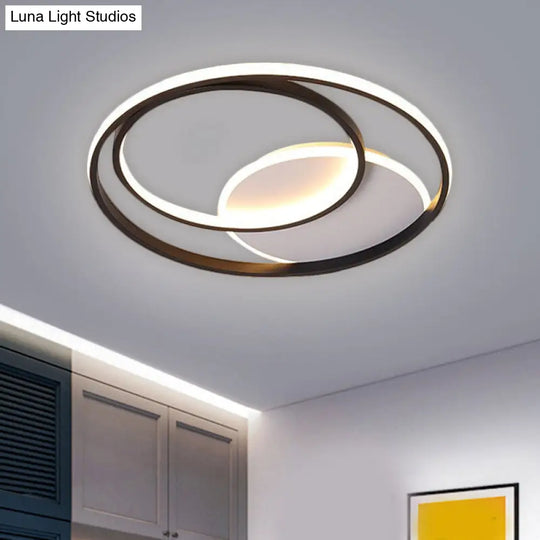 18/21.5 Simple Round Led Ceiling Flushmount Fixture In Black Warm/White Light / 18 Warm