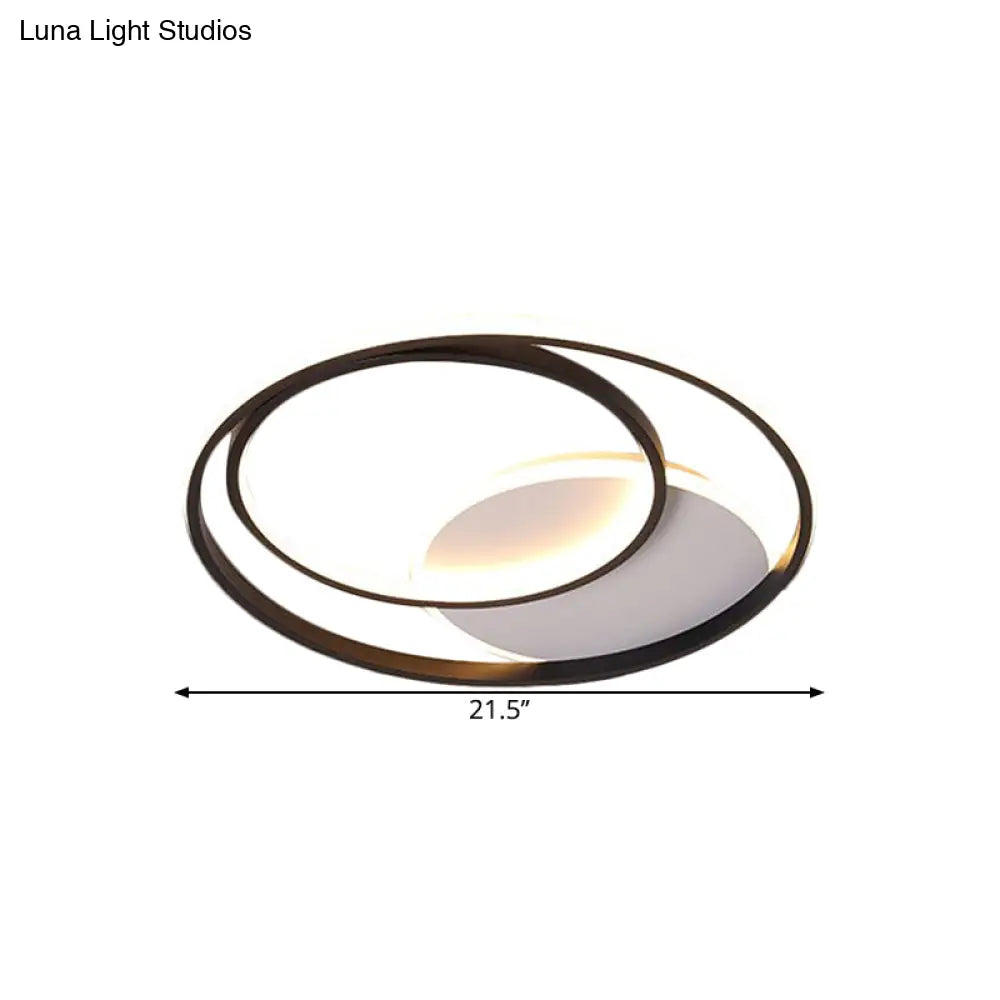 18’/21.5’ Simple Round Led Ceiling Flushmount Fixture In Black Warm/White Light