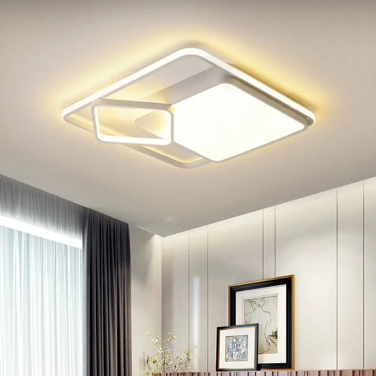 18’/21.5’ Square Led Flush Mount Light - Contemporary Acrylic Ceiling Lamp Warm/White Remote