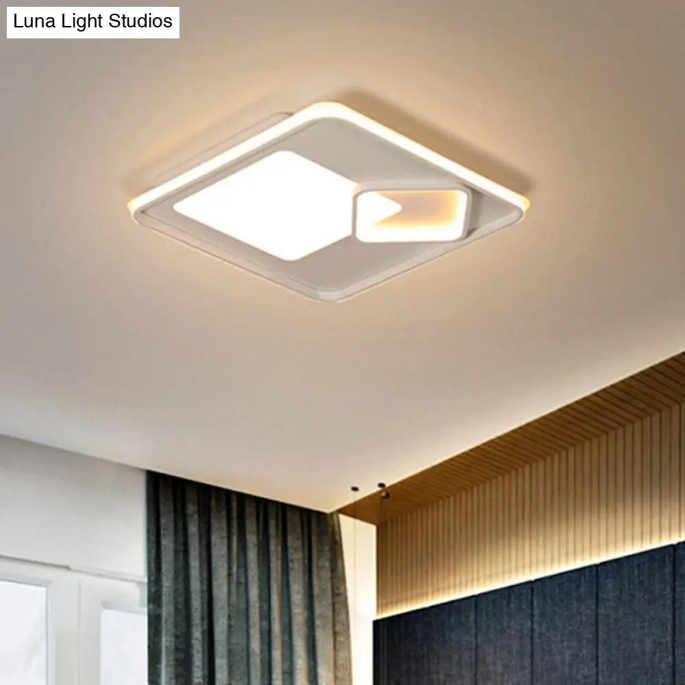 18/21.5 Square Led Flush Mount Light - Contemporary Acrylic Ceiling Lamp Warm/White Remote Control