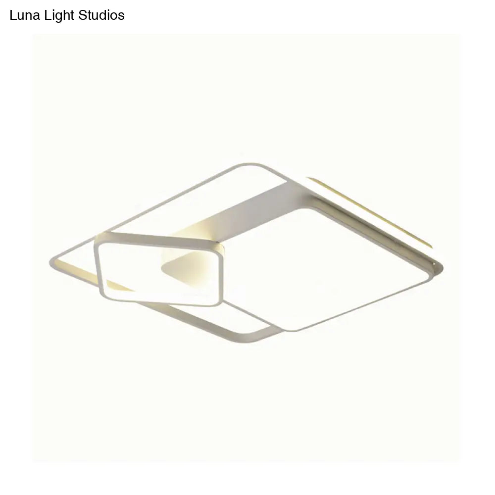 18/21.5 Square Led Flush Mount Light - Contemporary Acrylic Ceiling Lamp Warm/White Remote Control