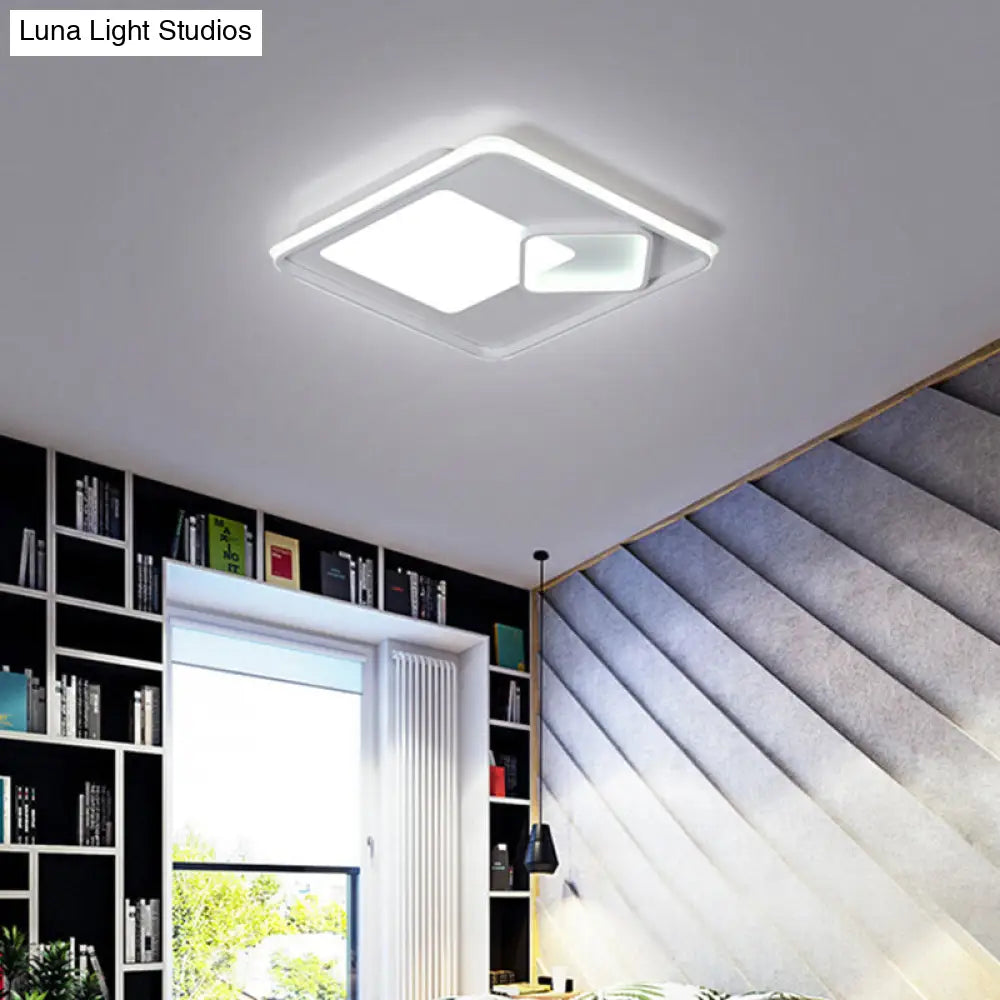 18/21.5 Square Led Flush Mount Light - Contemporary Acrylic Ceiling Lamp Warm/White Remote Control