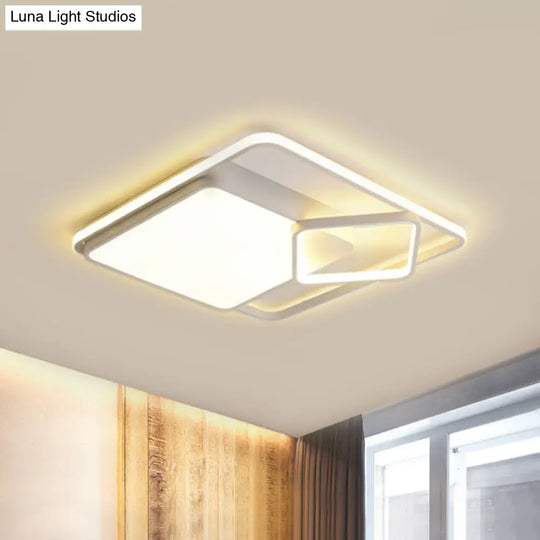 18’/21.5’ Square Led Flush Mount Light - Contemporary Acrylic Ceiling Lamp Warm/White Remote