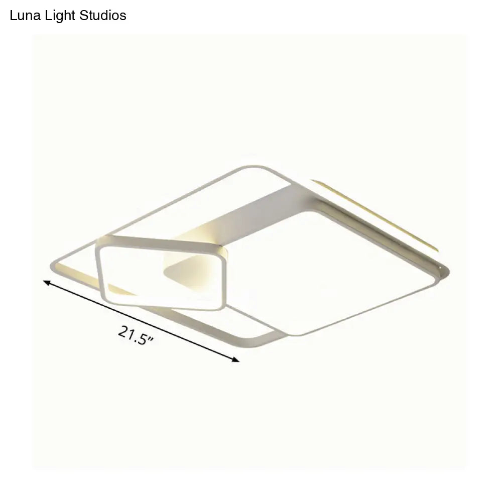 18/21.5 Square Led Flush Mount Light - Contemporary Acrylic Ceiling Lamp Warm/White Remote Control