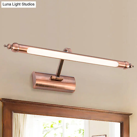 18/22 Led Bathroom Vanity Sconce Light With Linear Metal Shade In Warm/White Lighting - Copper Wall