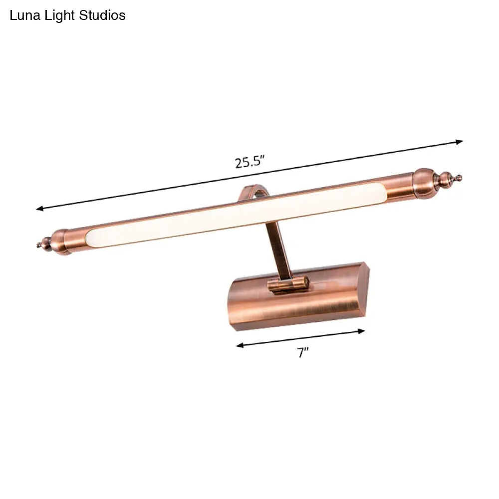 18/22 Led Bathroom Vanity Sconce Light With Linear Metal Shade In Warm/White Lighting - Copper Wall