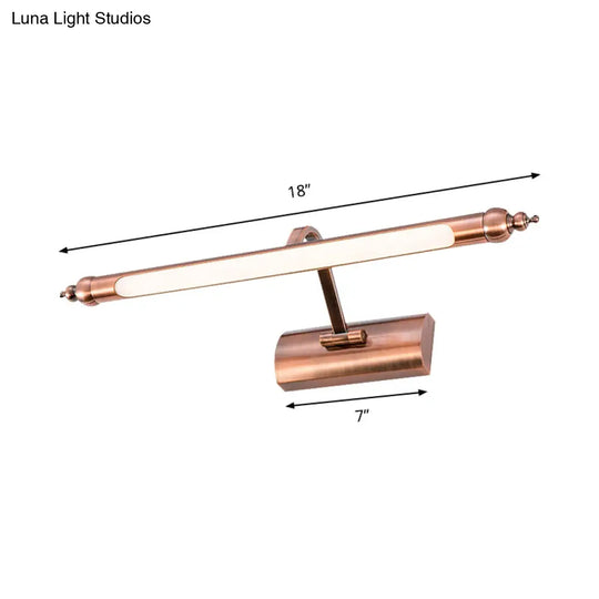 18/22 Led Bathroom Vanity Sconce Light With Linear Metal Shade In Warm/White Lighting - Copper Wall