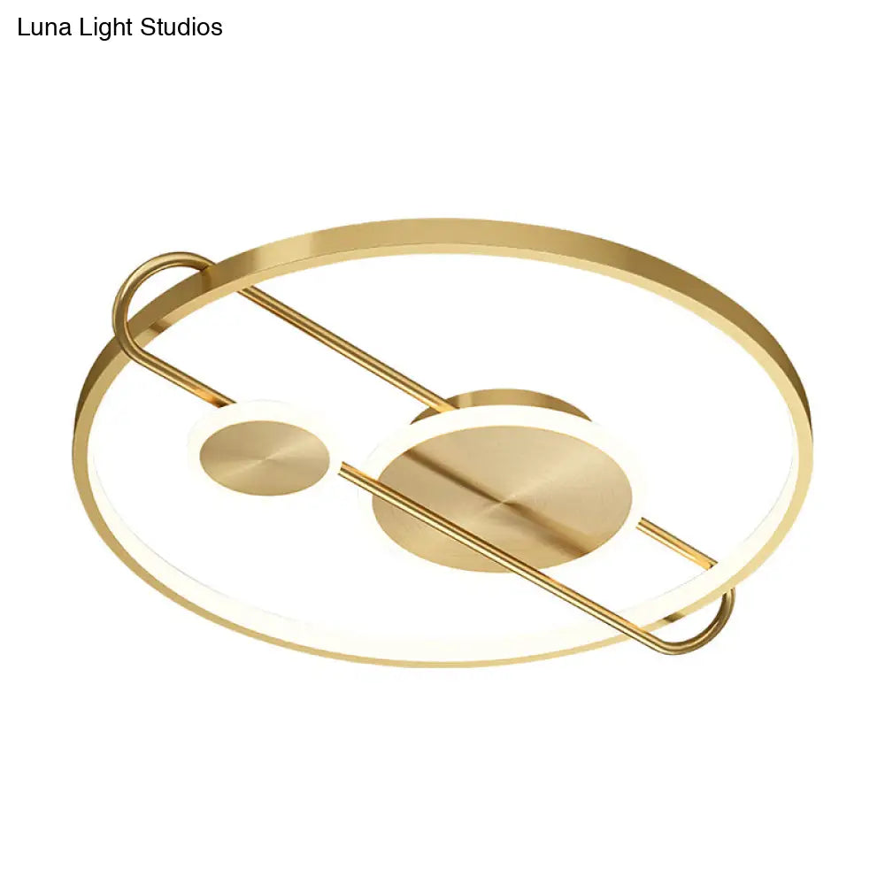 18’/22’ Wide Circular Led Flush Mount Bedroom Light With Minimalist Metal Design - Gold