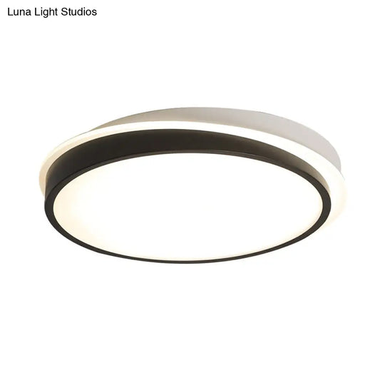 18/23.5 Dia Black Led Flush Mount Ceiling Light - Simple Metal Design With Acrylic Diffuser